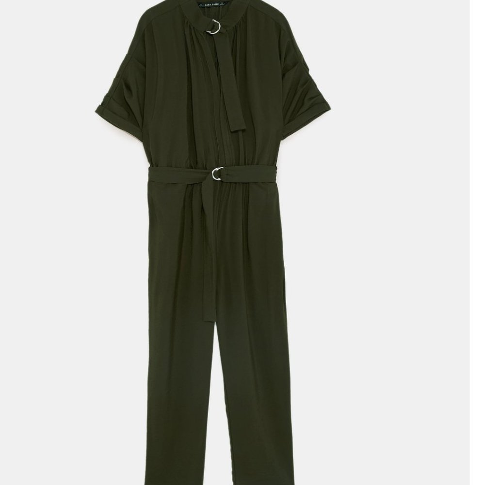 Zara Buckled olive green jumpsuit - Picture 7 of 8